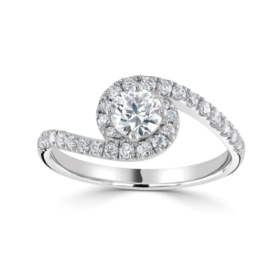 The Sierra Ring | Lab Diamond Shoulder Set Statement Engagement Halo sold by Ethica Diamonds product image thumbnail 4