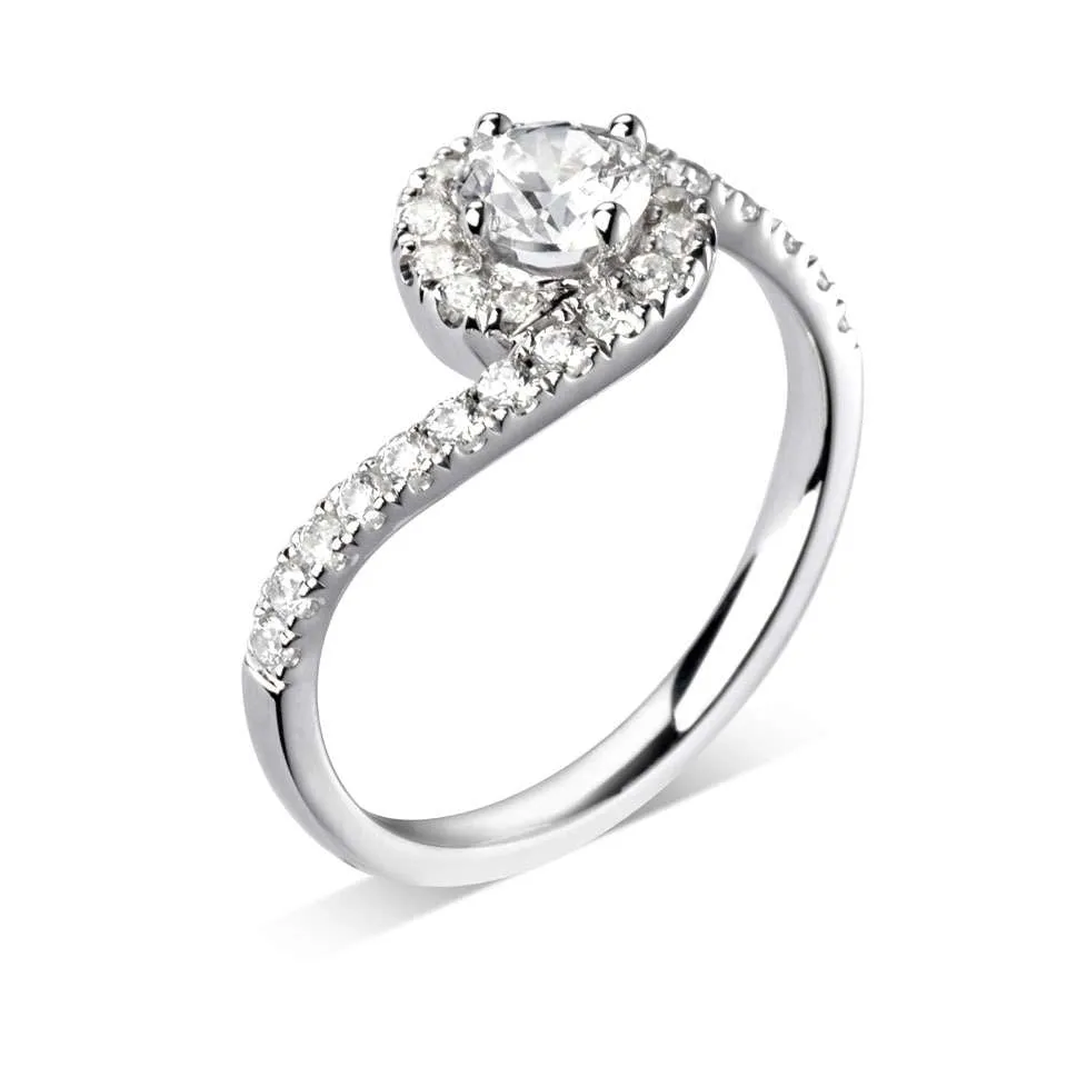 The Sierra Ring | Lab Diamond Shoulder Set Statement Engagement Halo sold by Ethica Diamonds product image thumbnail 5