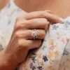 The Nadia Ring | Oval Moissanite & Diamond Marquise Shoulder Set Engagement sold by Ethica Diamonds