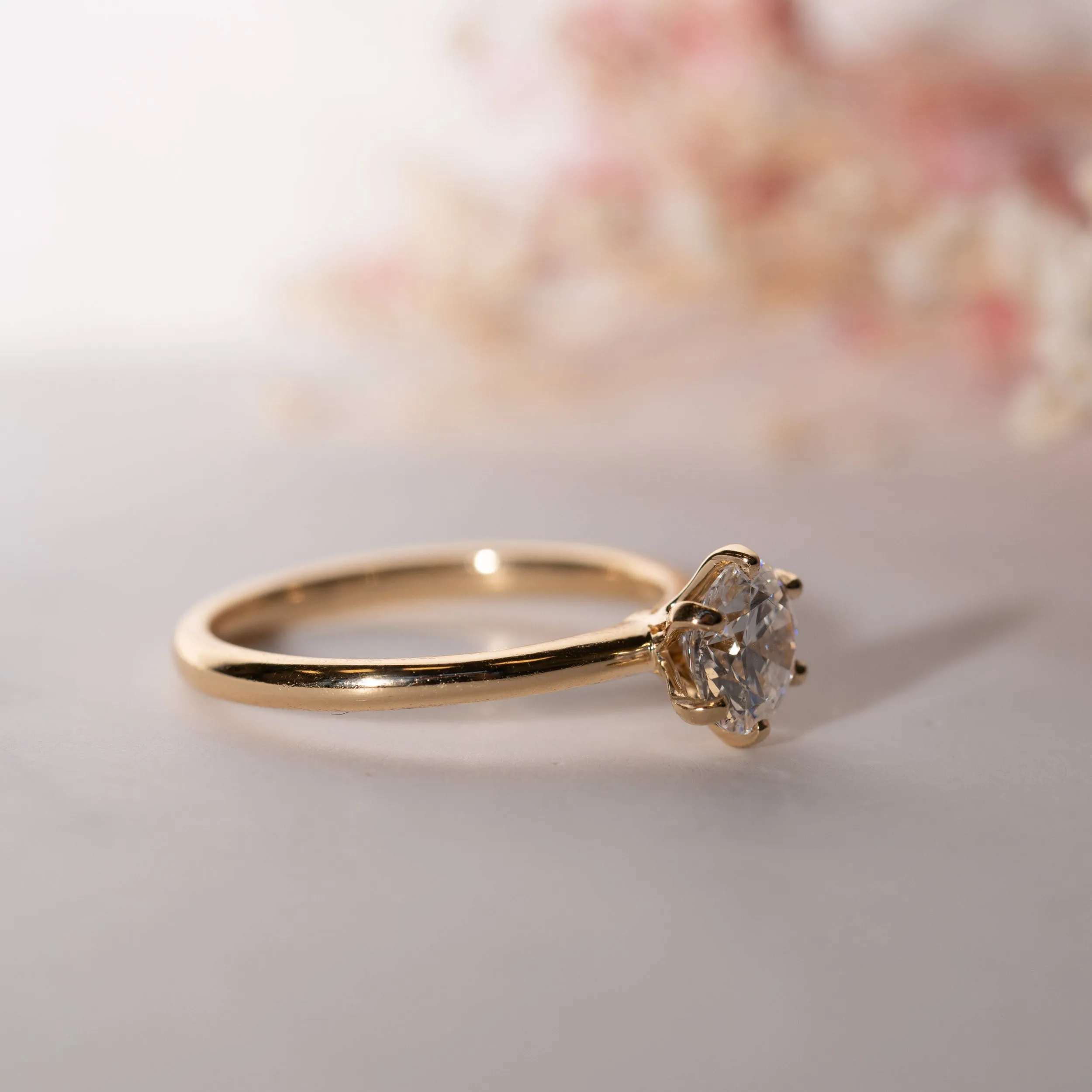 The Cyra Ring | Round Moissanite Tiffany Engagement Solitaire sold by Ethica Diamonds product image thumbnail 4
