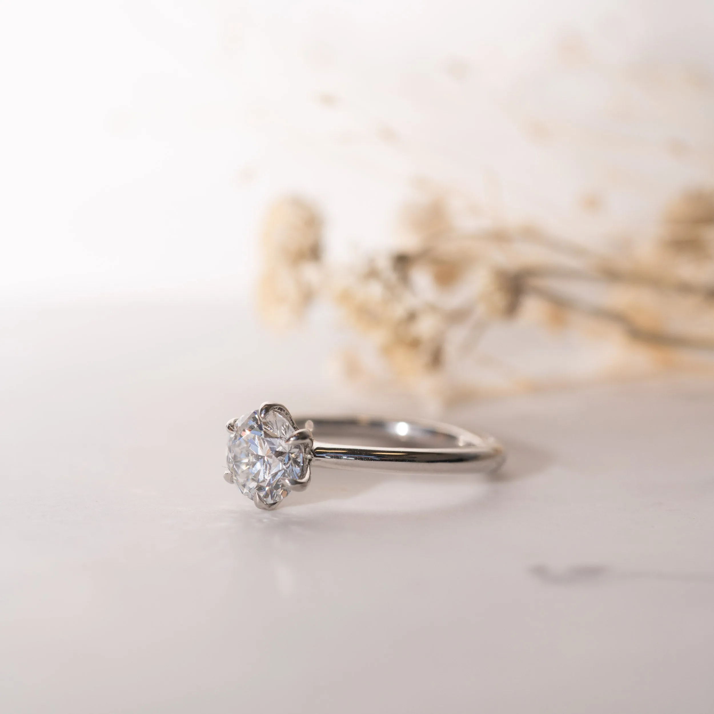 The Cyra Ring | Round Moissanite Tiffany Engagement Solitaire sold by Ethica Diamonds product image thumbnail 5