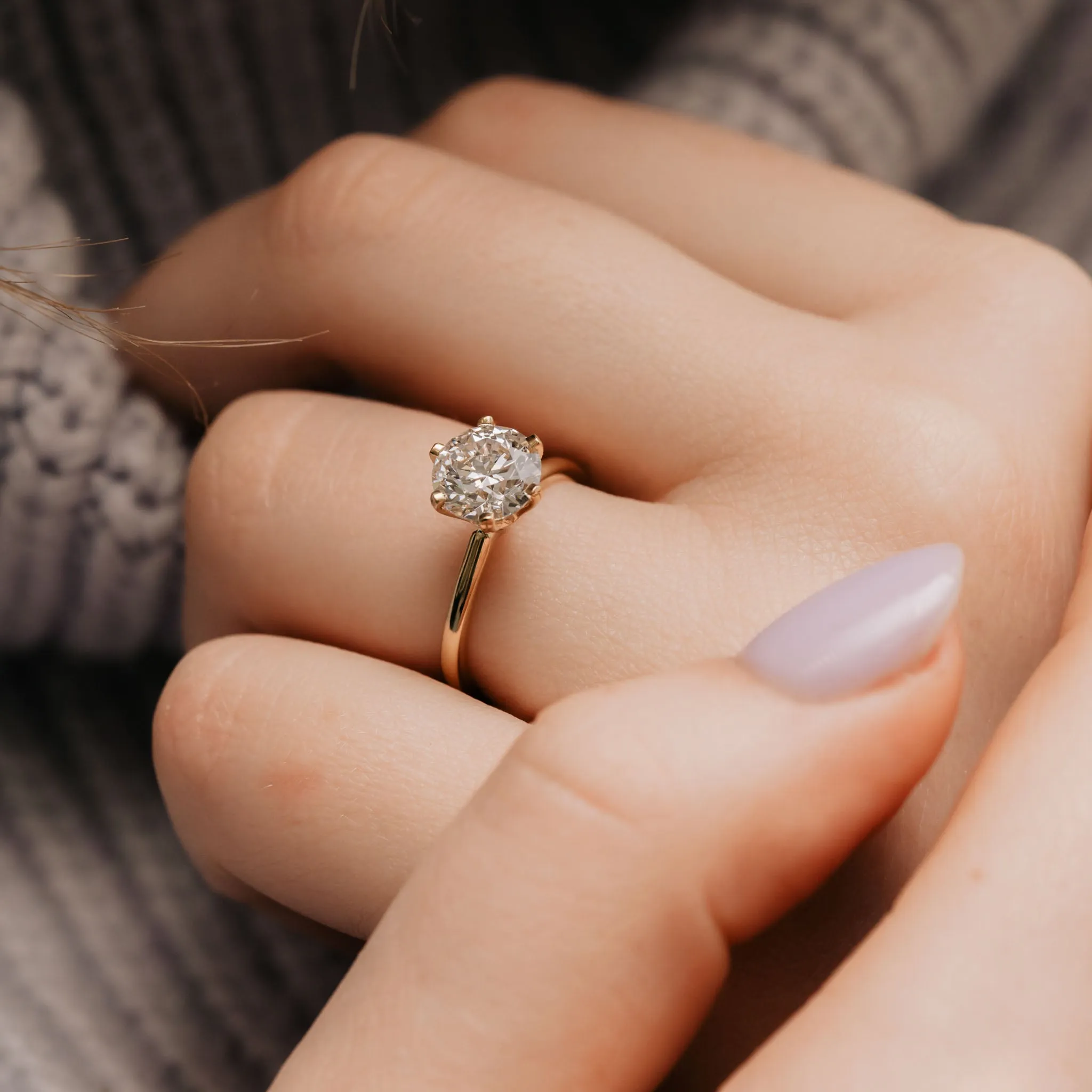 The Cyra Ring | Round Moissanite Tiffany Engagement Solitaire sold by Ethica Diamonds product image thumbnail 2