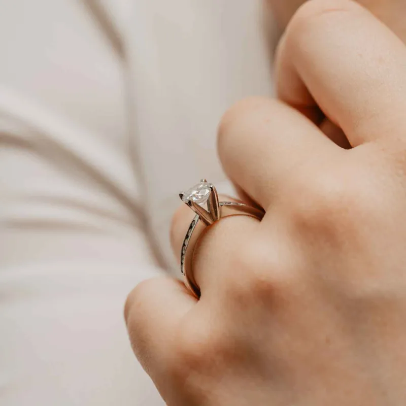 The Alexa Ring | 1.0ct D-E VVS1 Tiffany Engagement Shoulder Set 950 Platinum sold by Ethica Diamonds