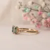 The Mira Ring | 2.02ct Chatham® Oval Paraíba Spinel & Seafoam Moissanite Toi et Moi sold by Ethica Diamonds