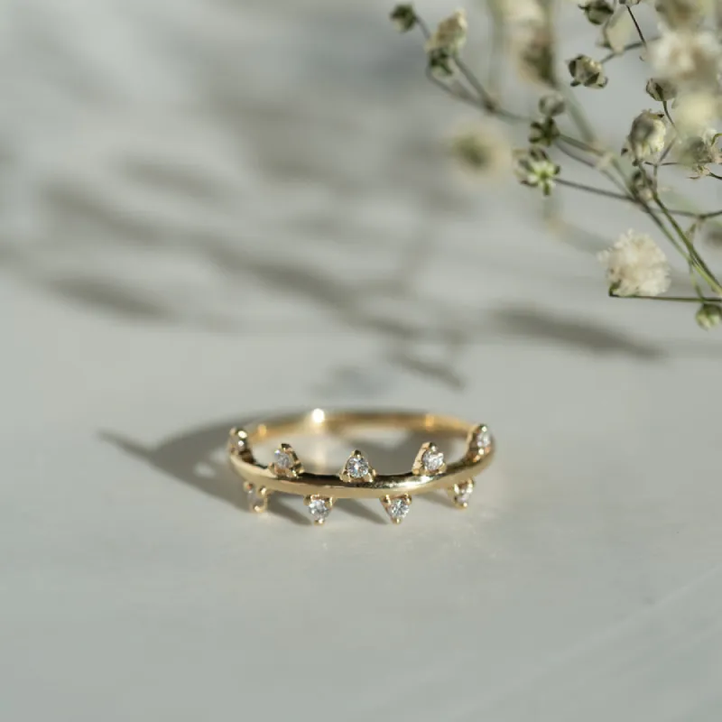The Bryher Ring | VS1 D-E Lab Diamonds. 100% Recycled 9k Gold Stacking sold by Ethica Diamonds