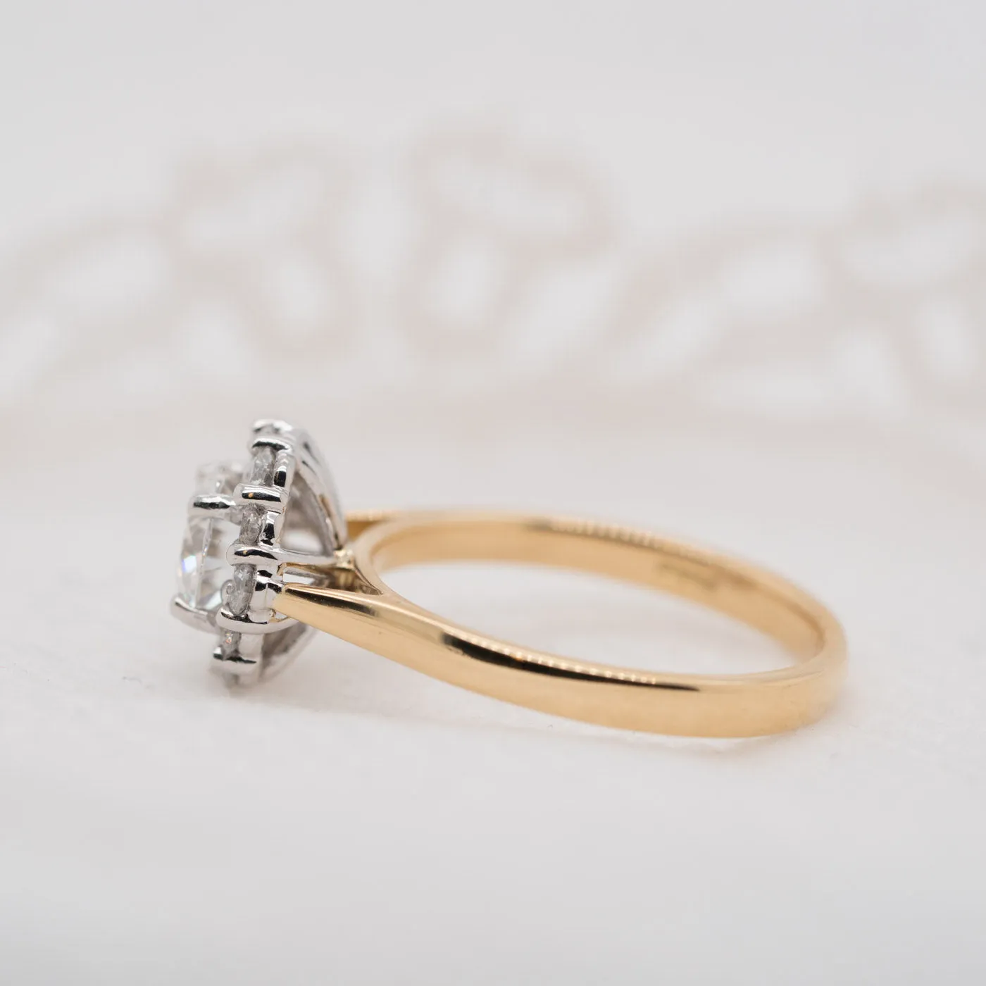 The Dahlia Ring | Moissanite & Diamond Hexagonal Engagement Halo sold by Ethica Diamonds product image thumbnail 3