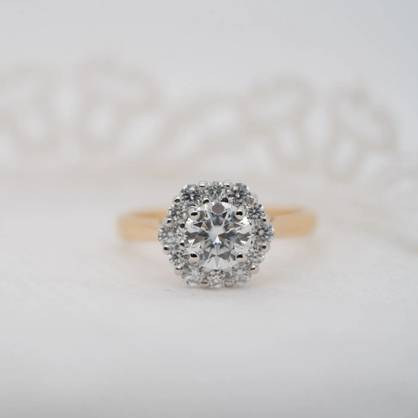 The Dahlia Ring | Moissanite & Diamond Hexagonal Engagement Halo sold by Ethica Diamonds product image thumbnail 2