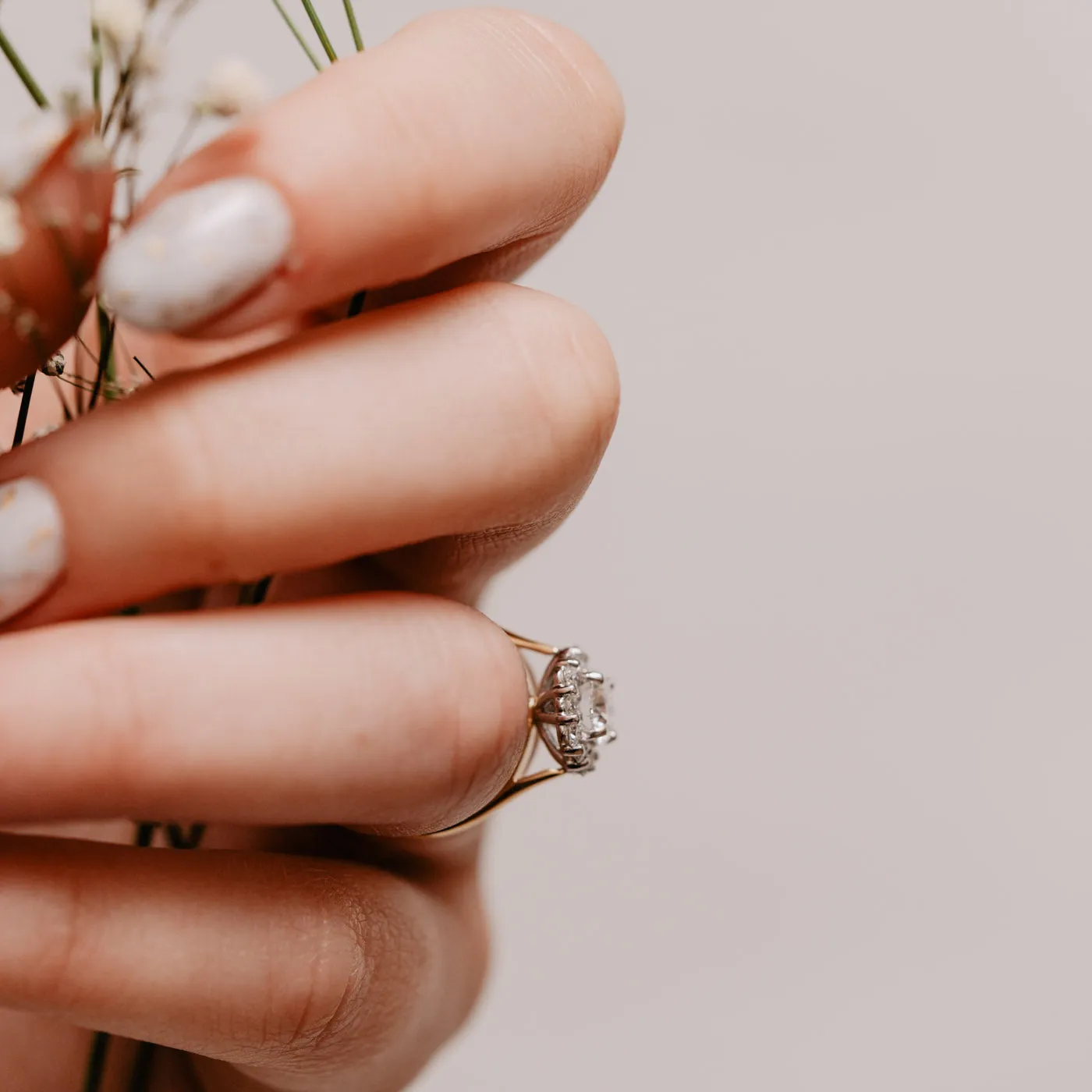 The Dahlia Ring | Moissanite & Diamond Hexagonal Engagement Halo sold by Ethica Diamonds product image thumbnail 5