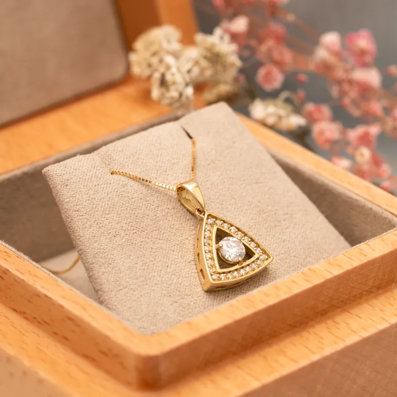 The Sienna Pendant | Moissanite & Lab Diamond Shield Halo sold by Ethica Diamonds