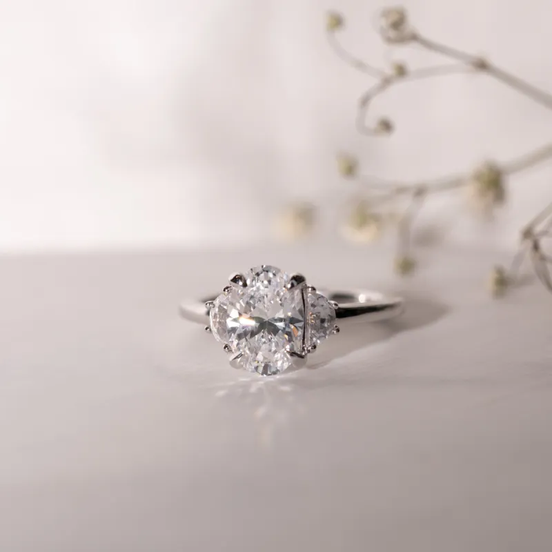 The Millie Ring | Lab Diamond Oval & Half Moon Cut Engagement Trilogy sold by Ethica Diamonds