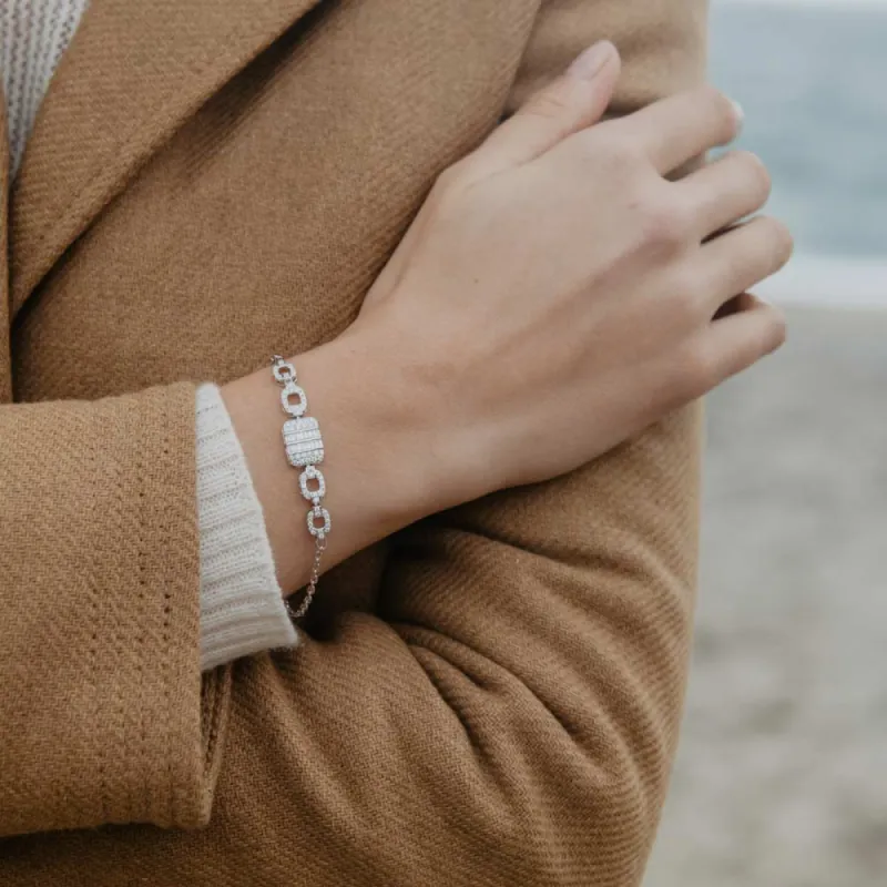 The Matilda | 2.0ct Moissanite Baguette Pavé Art Deco Bracelet in 925 Sterling Silver sold by Ethica Diamonds
