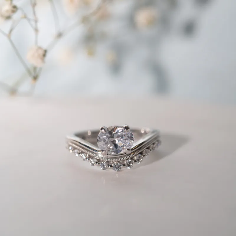 The Lacey Ring | Oval Lab Diamond Floating Shoulder Set Engagement sold by Ethica Diamonds