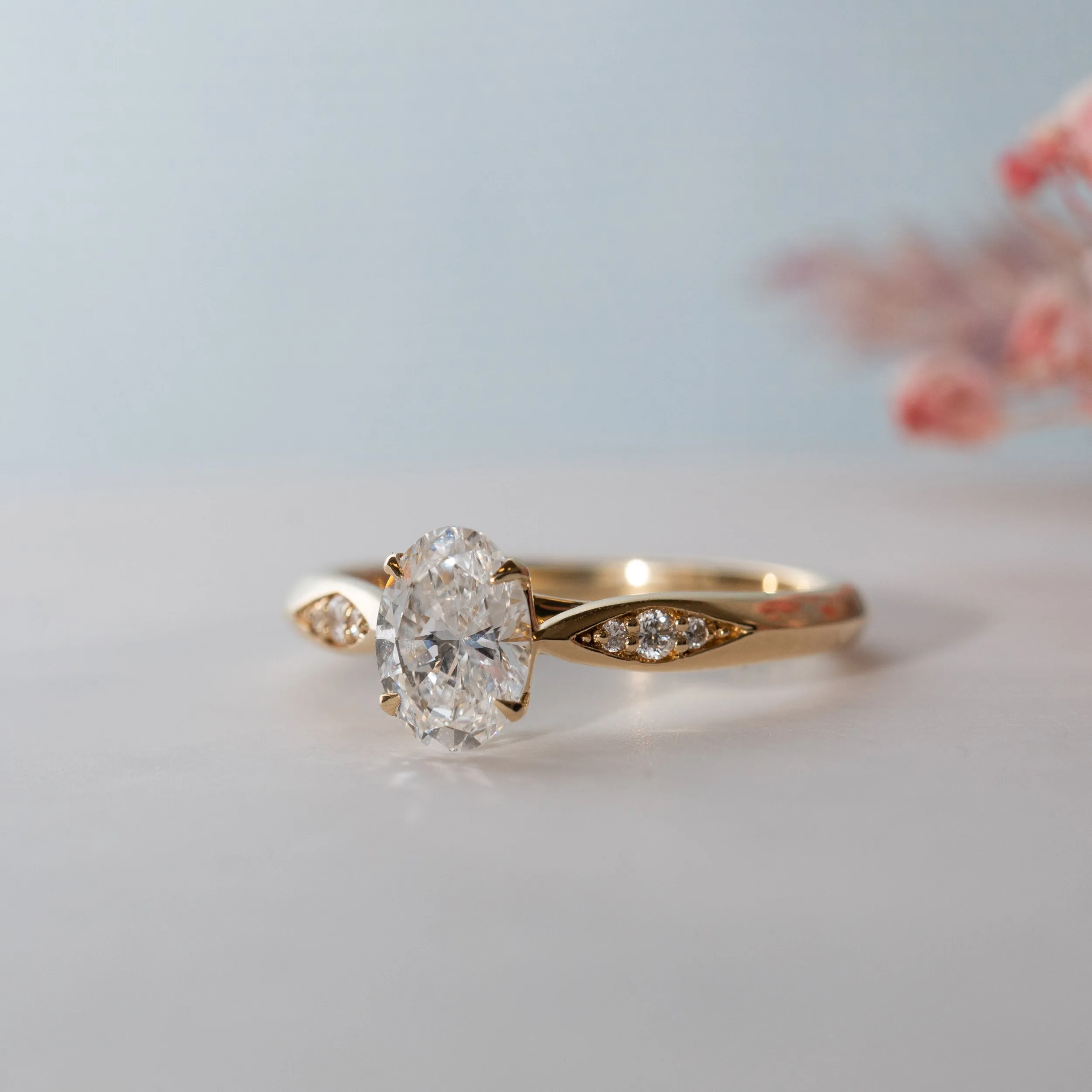 The Celia | Oval Cut Lab Diamond Accented Solitaire Engagement Ring sold by Ethica Diamonds product image thumbnail 4