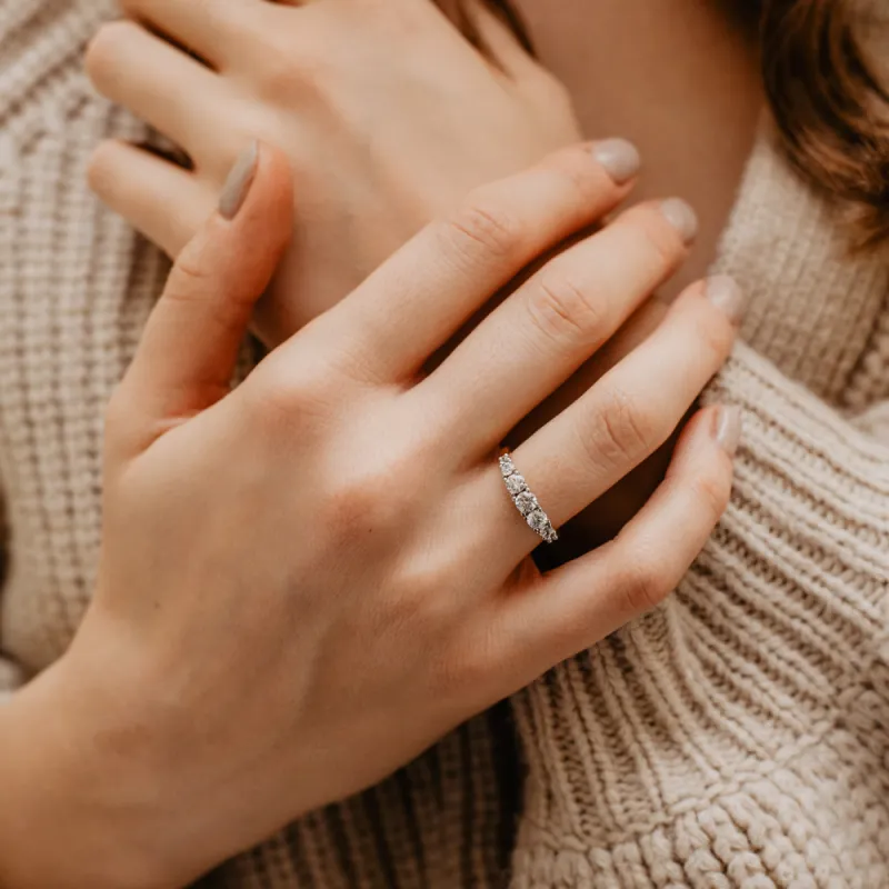 The Nicola Ring | Round Moissanite Half Set Graduating Eternity sold by Ethica Diamonds