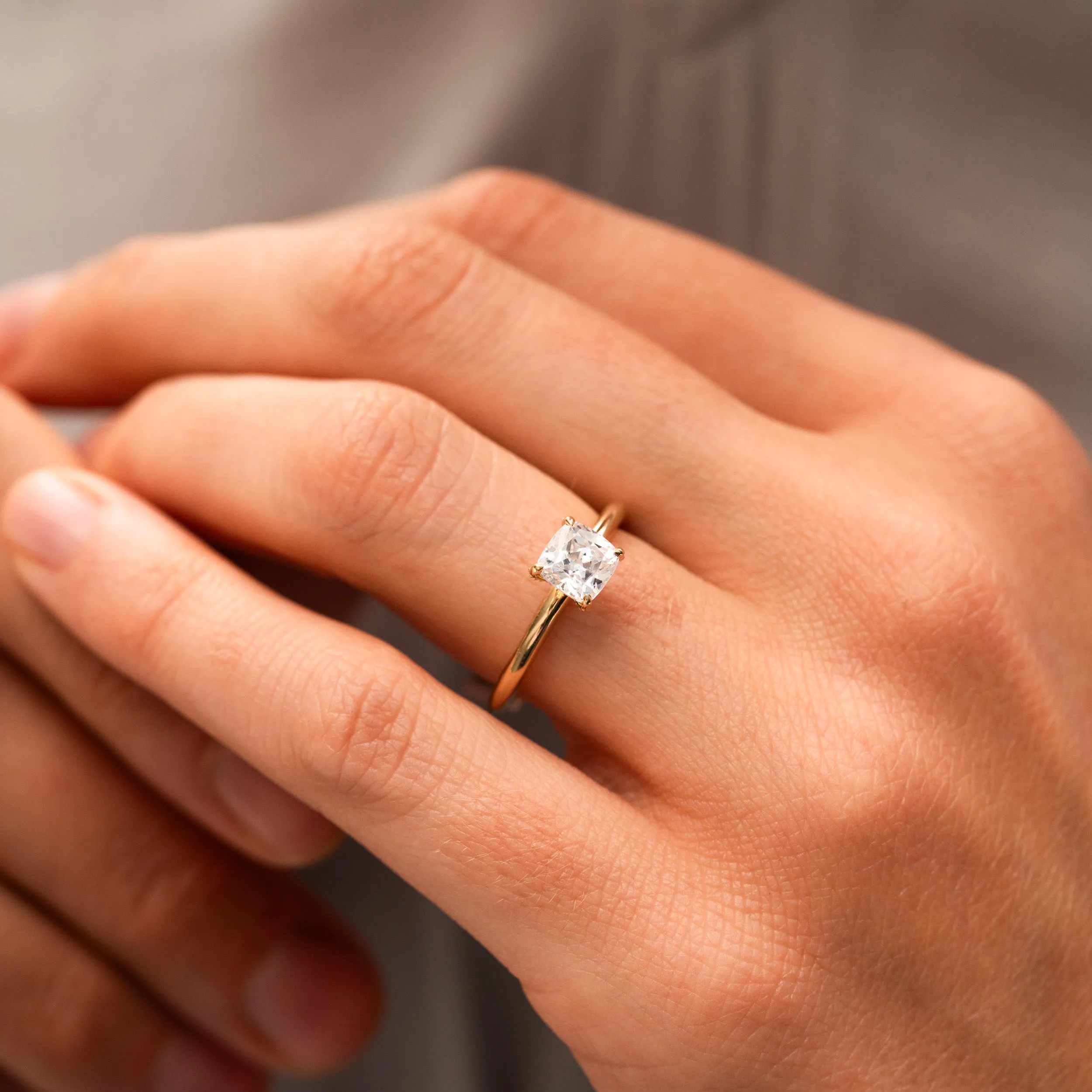 The Leola Ring | Lab Diamond Cushion Accented Engagement Solitaire sold by Ethica Diamonds product image thumbnail 5