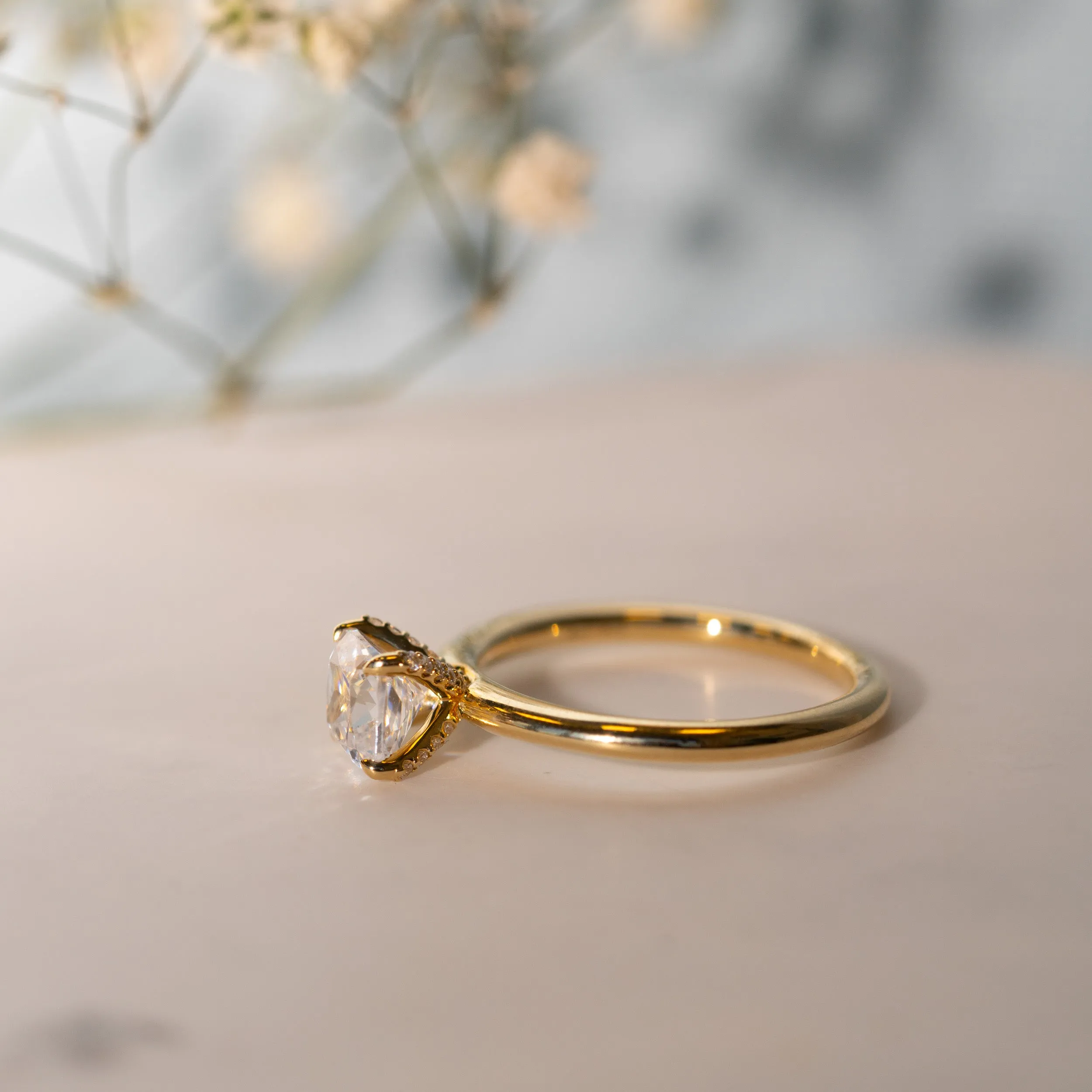The Leola Ring | Lab Diamond Cushion Accented Engagement Solitaire sold by Ethica Diamonds product image thumbnail 4