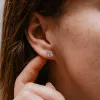 The Mei Earrings | Princess Lab Diamond Bezel Solitaire Studs sold by Ethica Diamonds