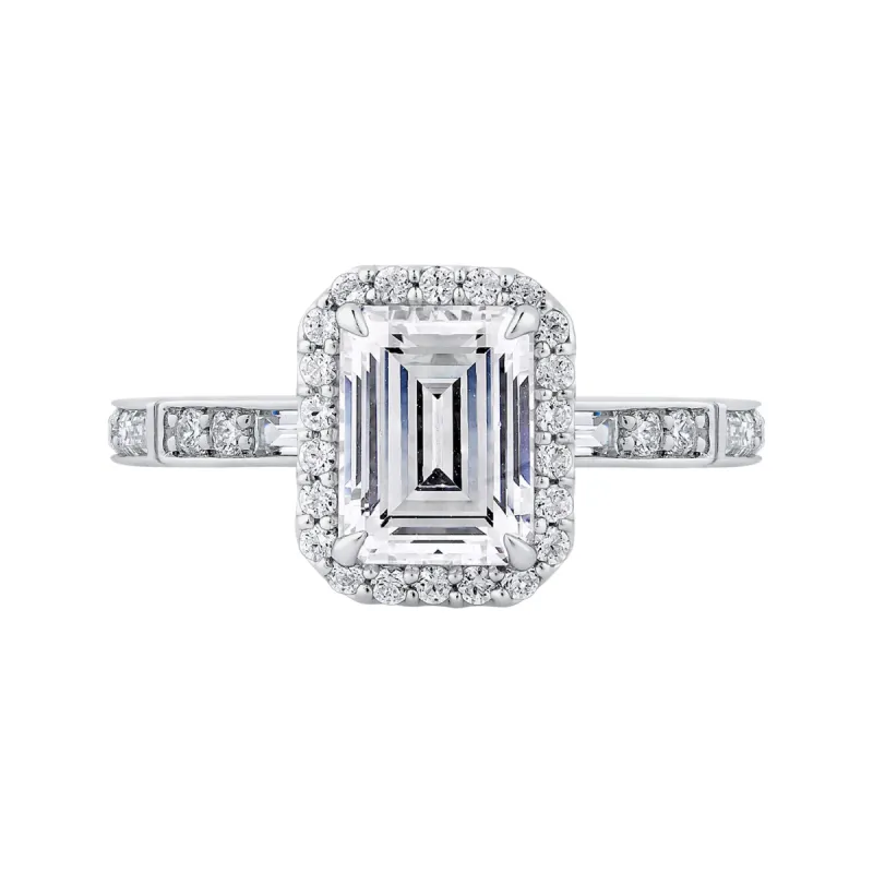 The Maeve Ring | Lab Diamond Emerald Cut Halo Engagement sold by Ethica Diamonds