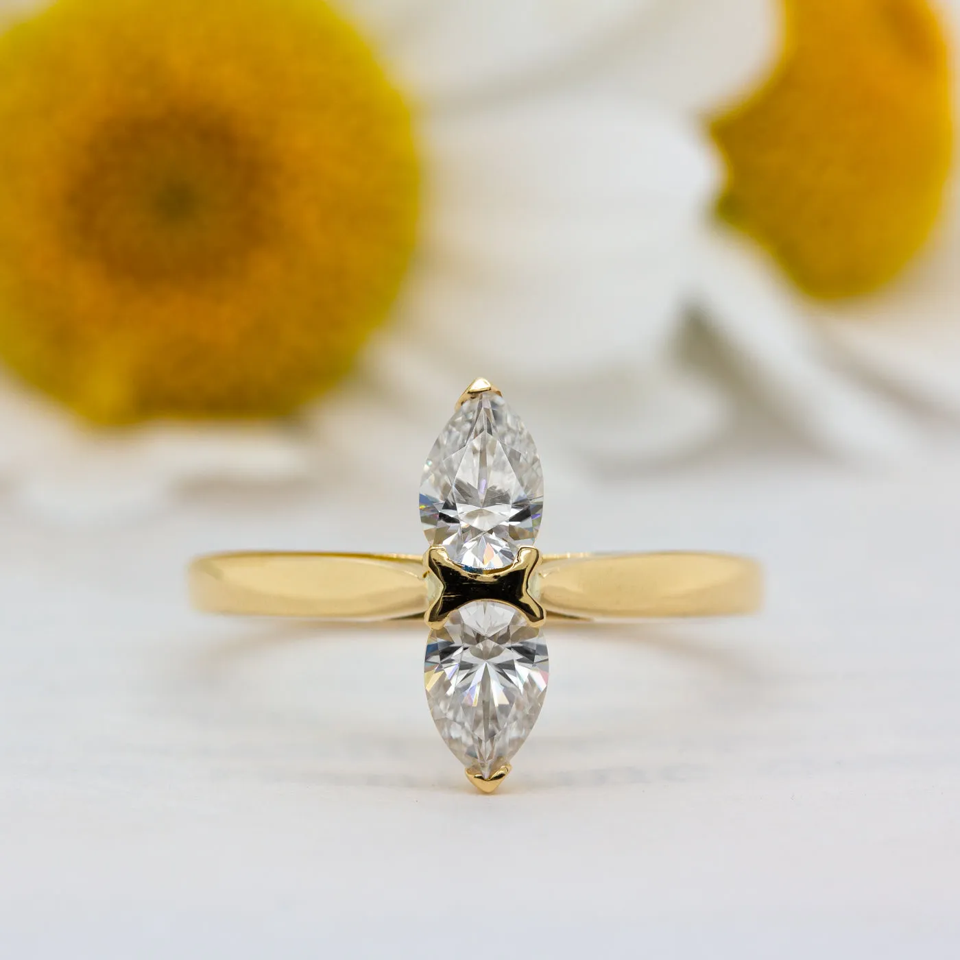The Diella Ring | Pear Moissanite Toi et Moi Vintage Engagement sold by Ethica Diamonds