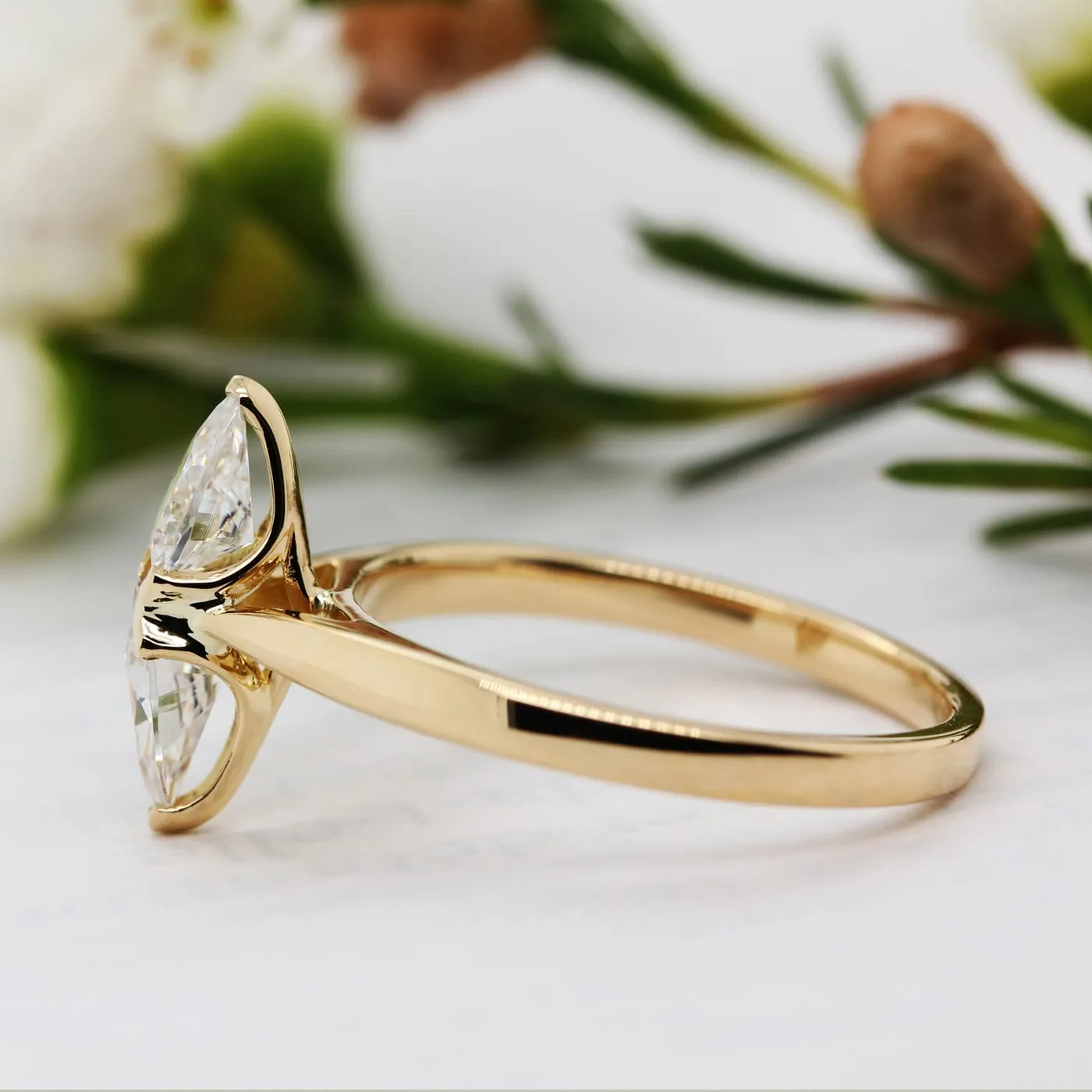 The Diella Ring | Pear Moissanite Toi et Moi Vintage Engagement sold by Ethica Diamonds product image thumbnail 4