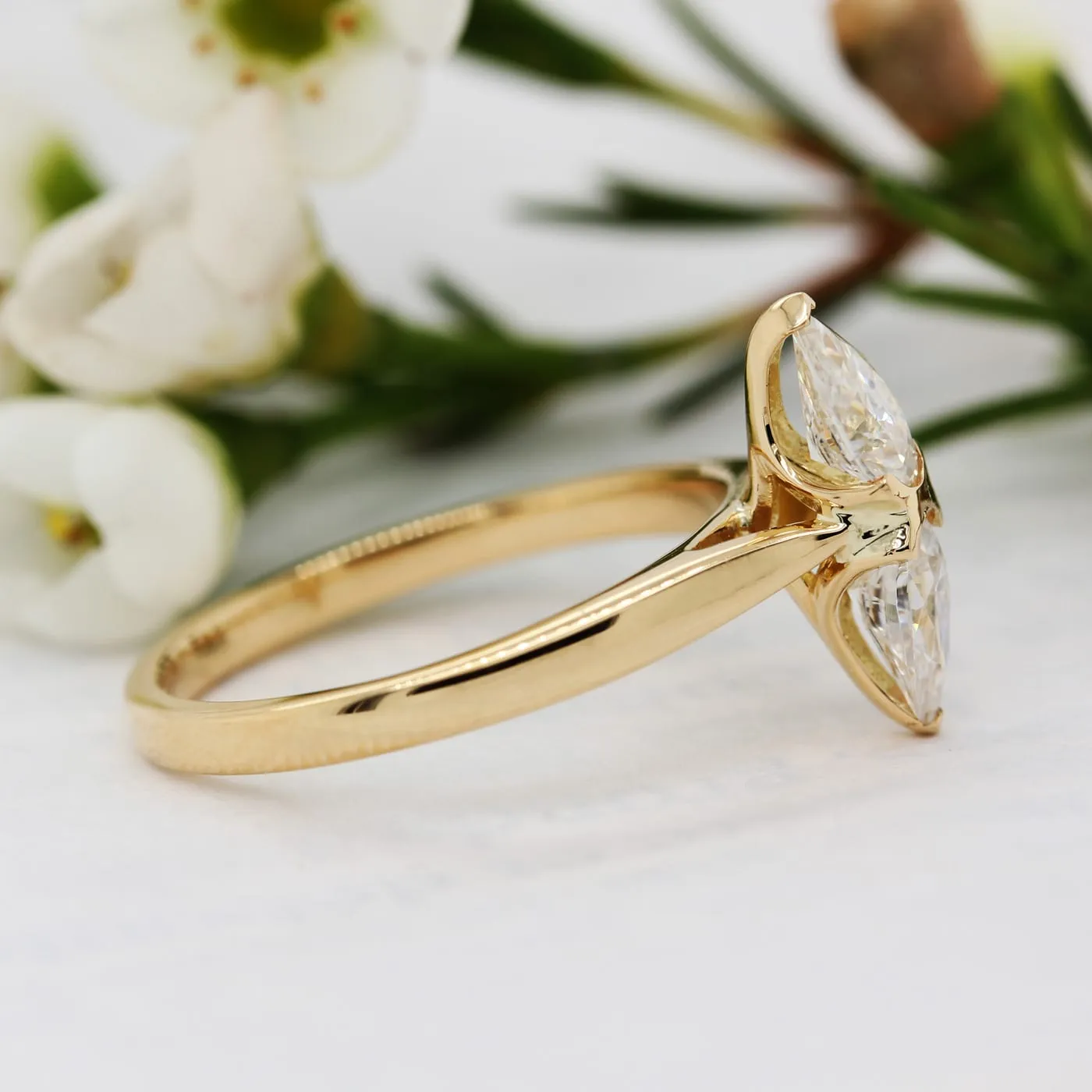 The Diella Ring | Pear Moissanite Toi et Moi Vintage Engagement sold by Ethica Diamonds product image thumbnail 2