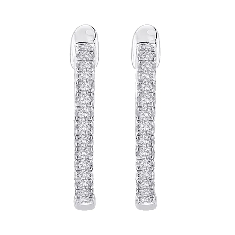 The Callie Earrings | Diamond Classic Pave Set Huggie Hoops sold by Ethica Diamonds