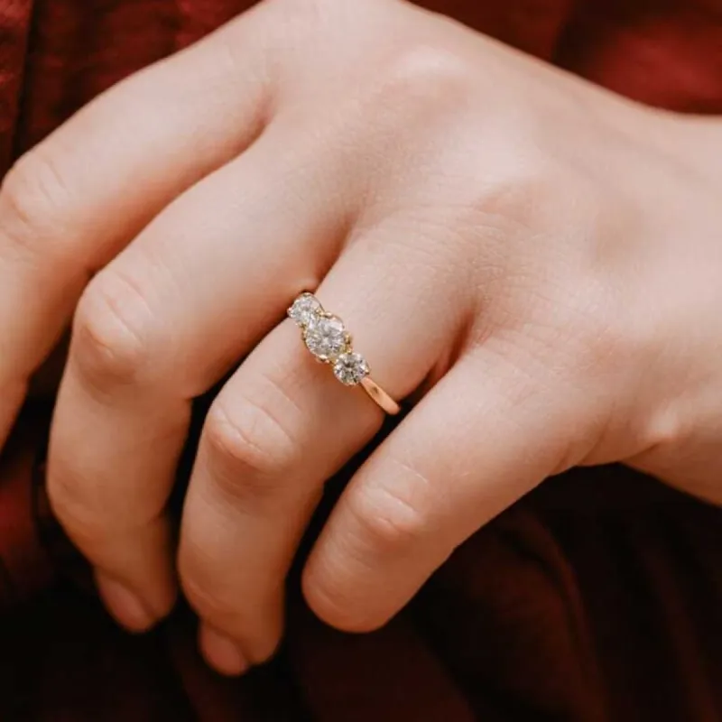 The Felicia | 1.84ct D VS2 Lab Diamond Graduated Trilogy Engagement Ring sold by Ethica Diamonds