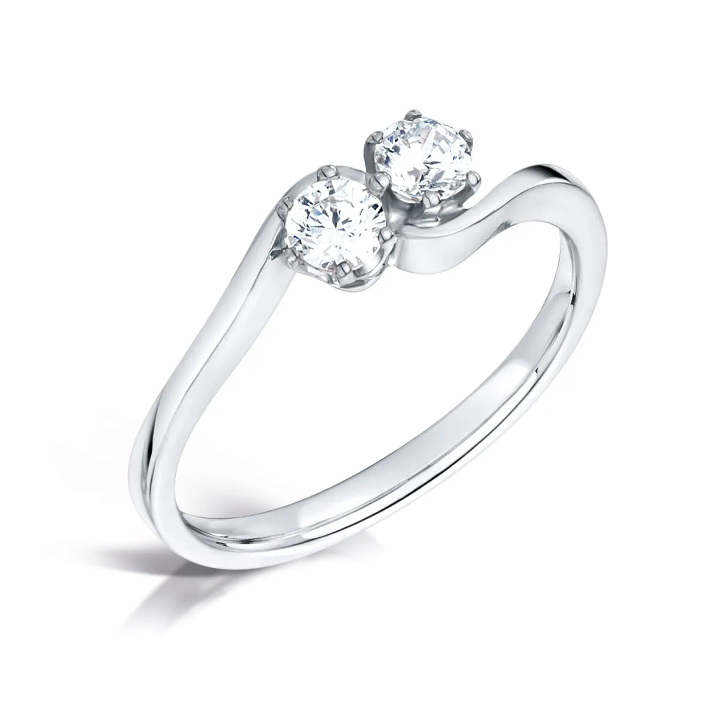The Elysia Ring | Round Moissanite Toi Et Moi Wave Vintage Engagement sold by Ethica Diamonds product image thumbnail 5