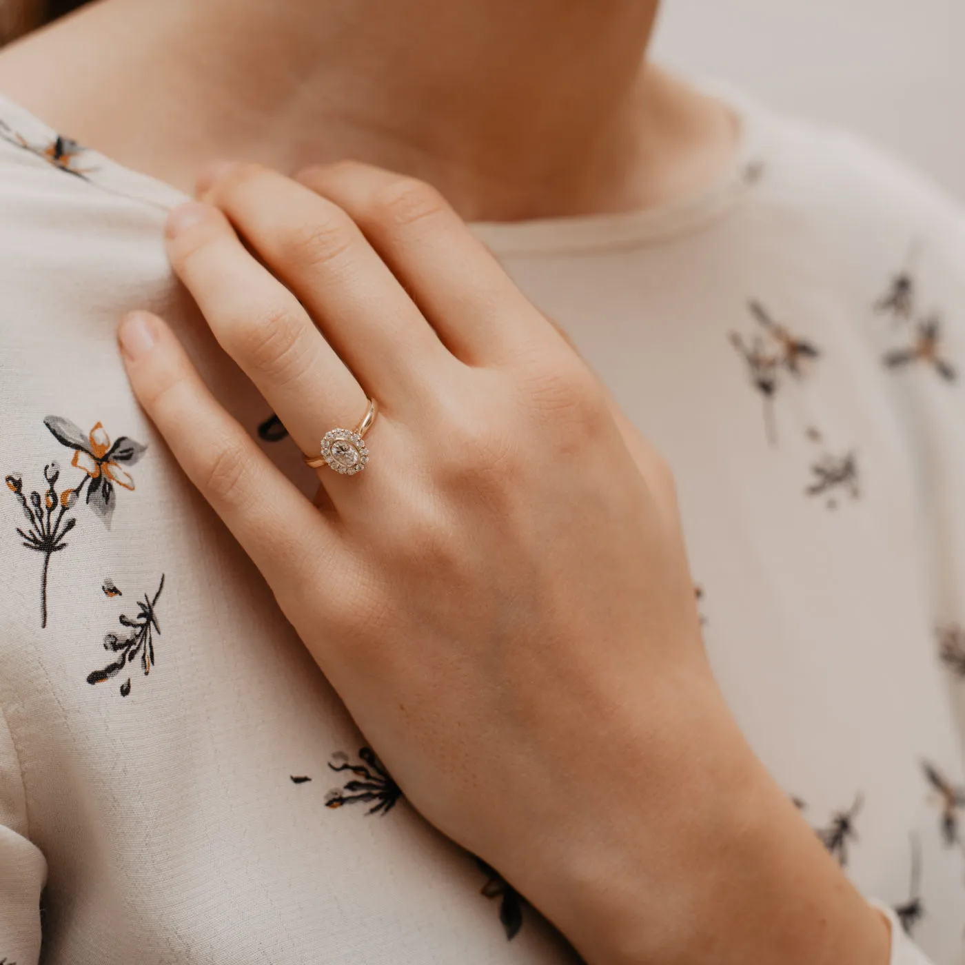 The Lenore Ring | Lab Diamond Oval Cut Engagement Halo sold by Ethica Diamonds product image thumbnail 3