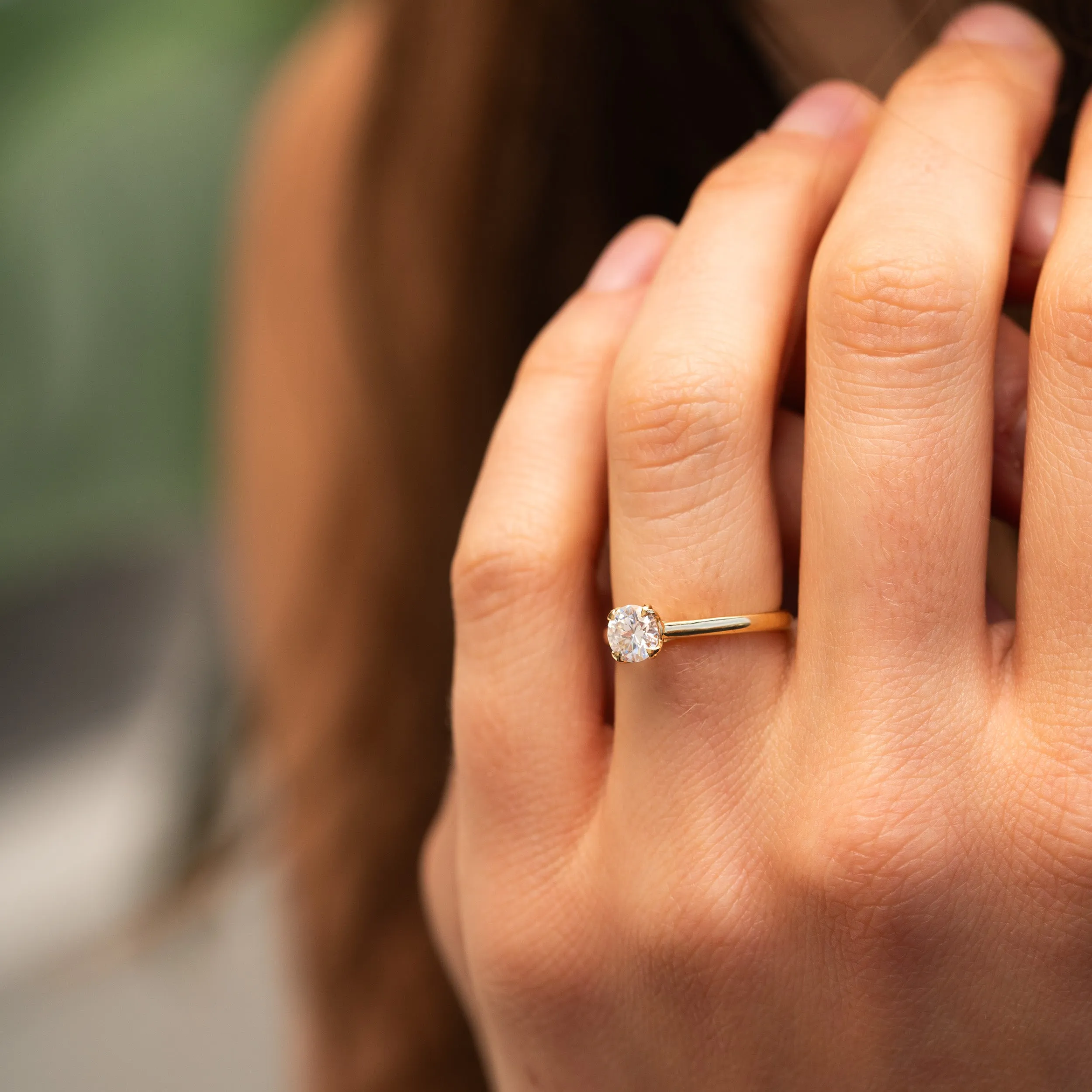 The Lucille Ring | Round Moissanite Floral Petal Engagement Solitaire sold by Ethica Diamonds product image thumbnail 3