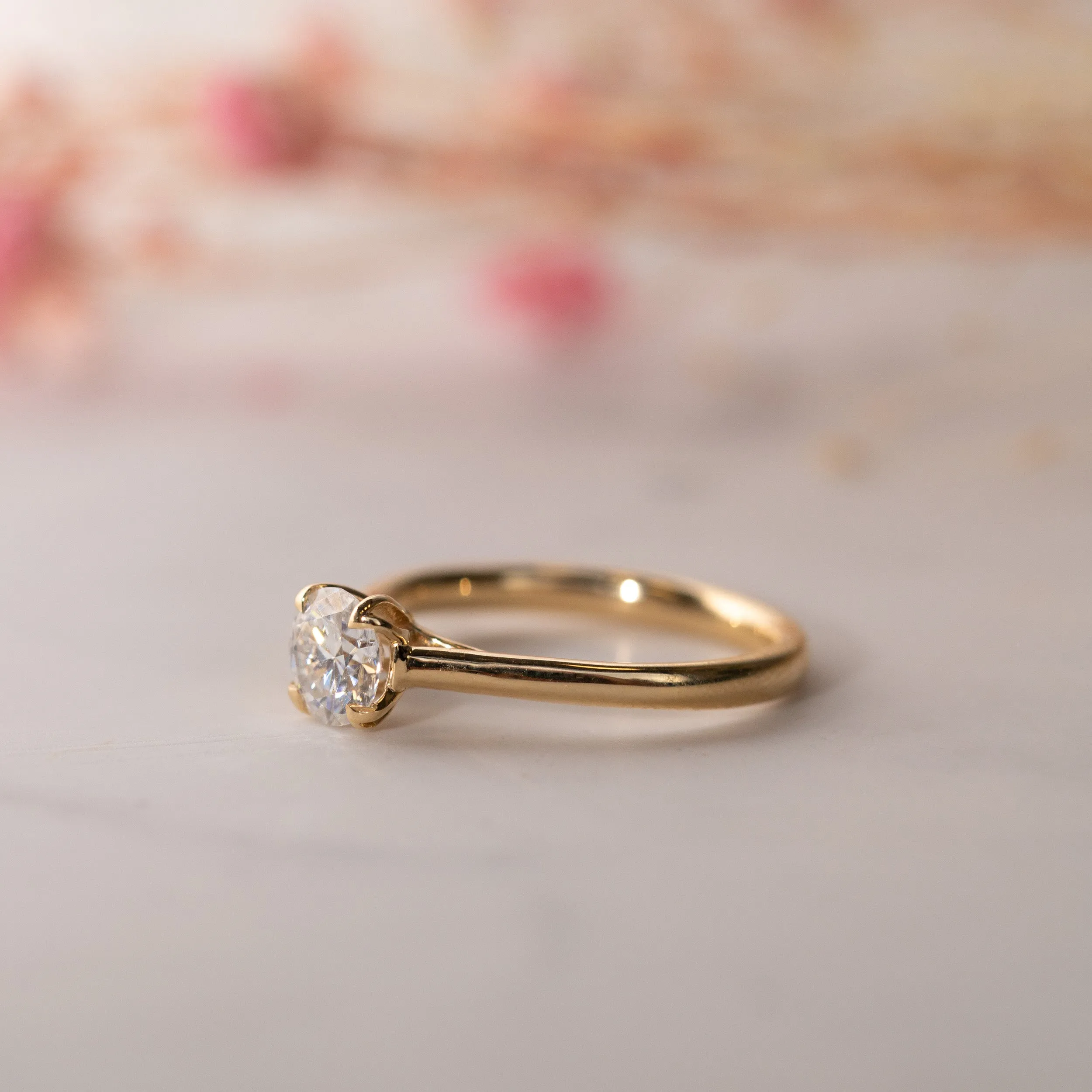 The Lucille Ring | Round Moissanite Floral Petal Engagement Solitaire sold by Ethica Diamonds product image thumbnail 4