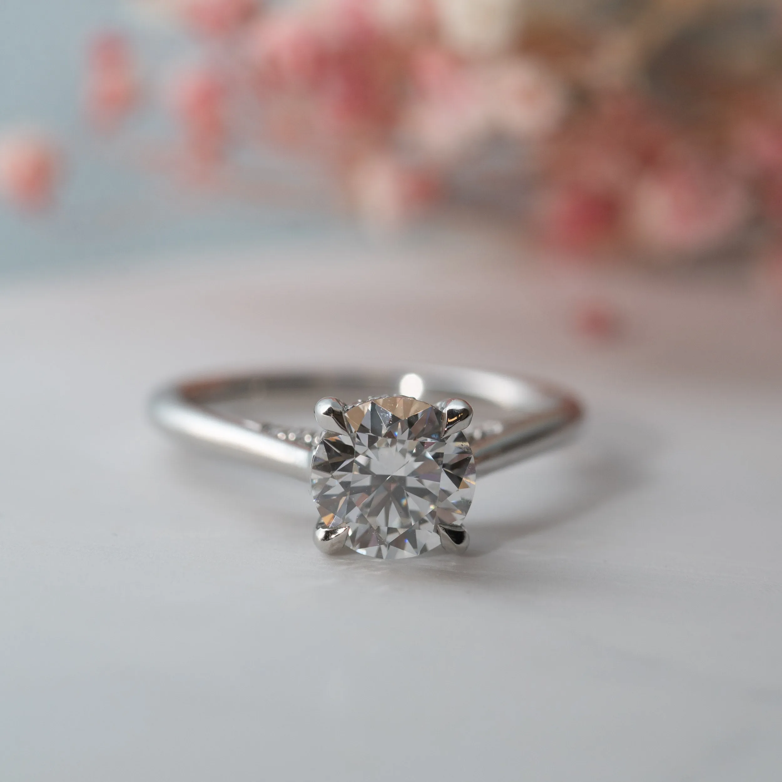 The Flor Ring | Round Moissanite & Diamond Engagement Hidden Halo Solitaire sold by Ethica Diamonds product image thumbnail 2