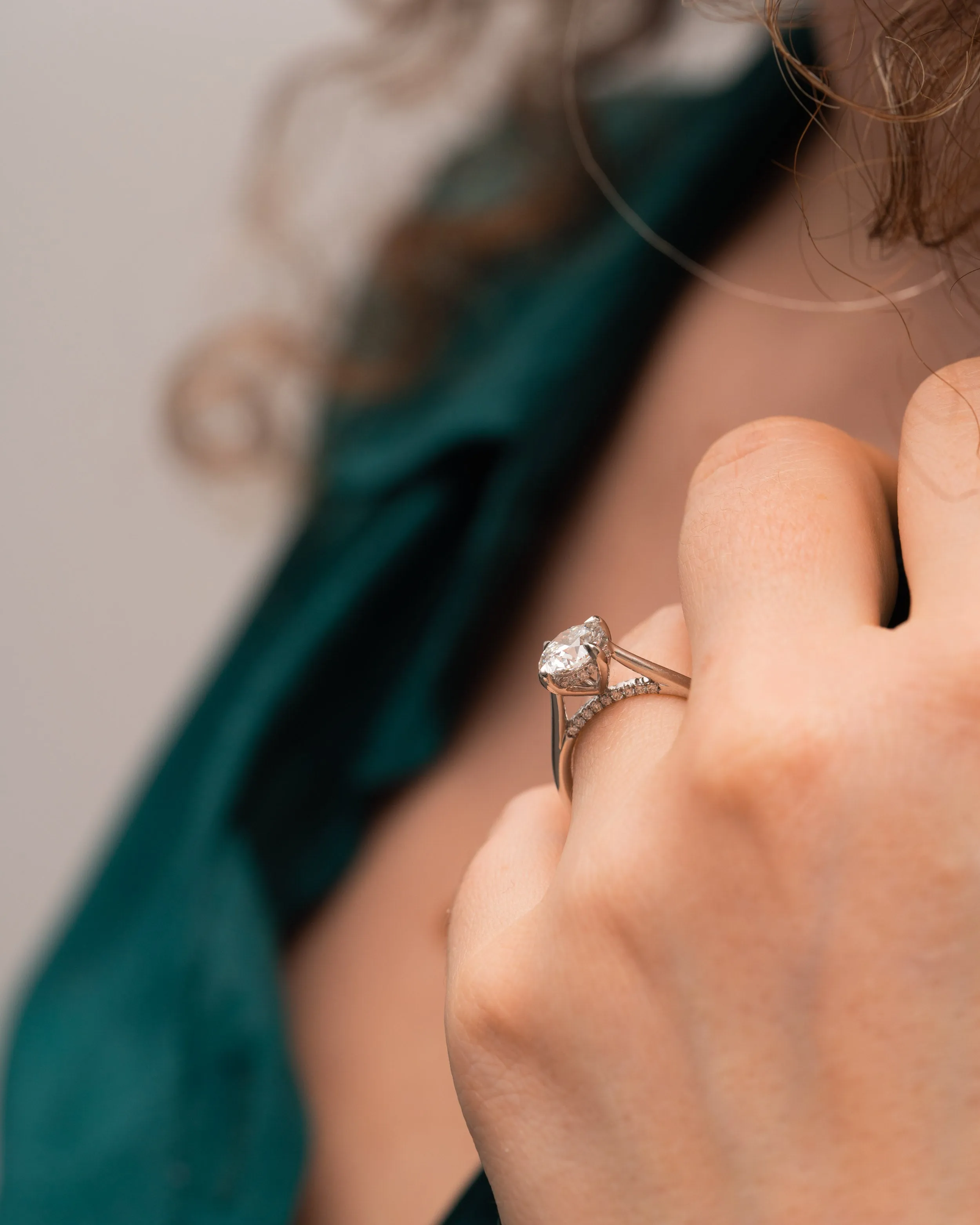 The Flor Ring | Round Moissanite & Diamond Engagement Hidden Halo Solitaire sold by Ethica Diamonds product image thumbnail 5