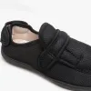 Zedzzz JOSH Mens Super Wide Touch Fasten Slippers Black sold by House of Slippers
