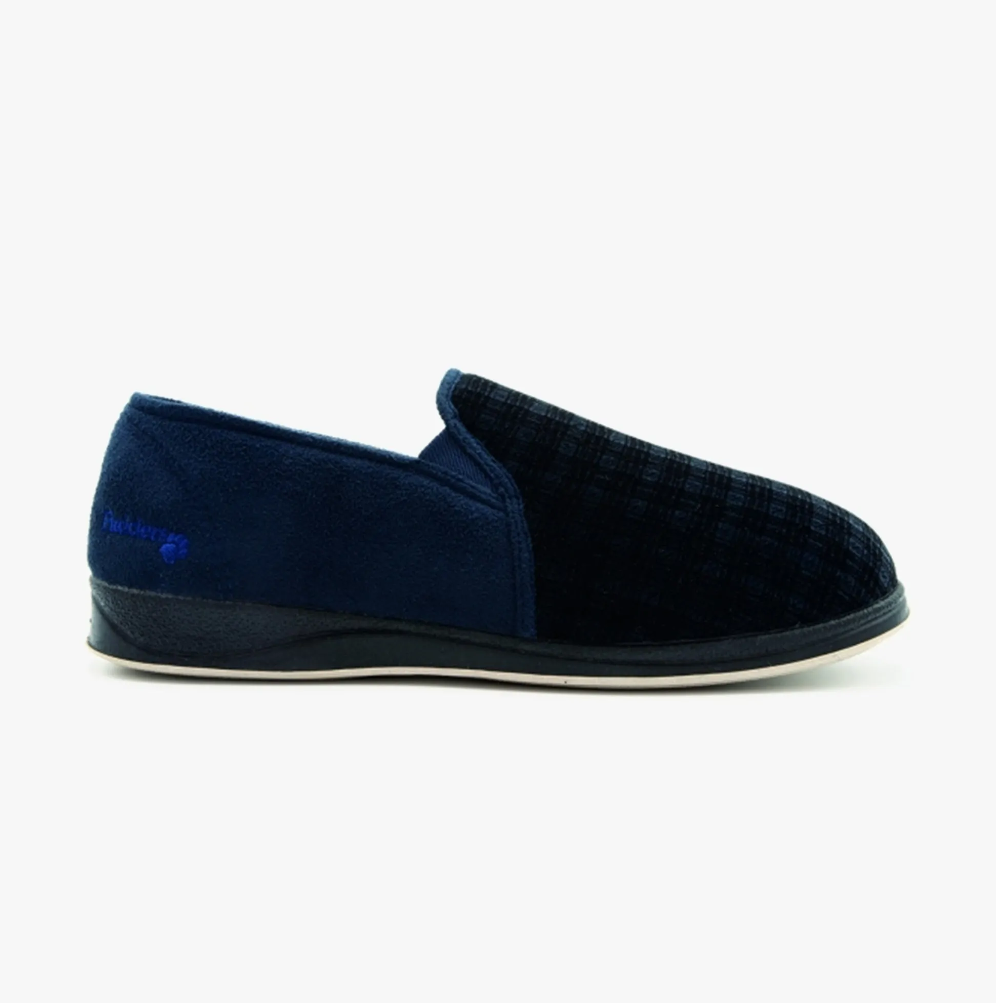 ALBERT Mens (G Fit) Full Slippers Navy Combi sold by House of Slippers