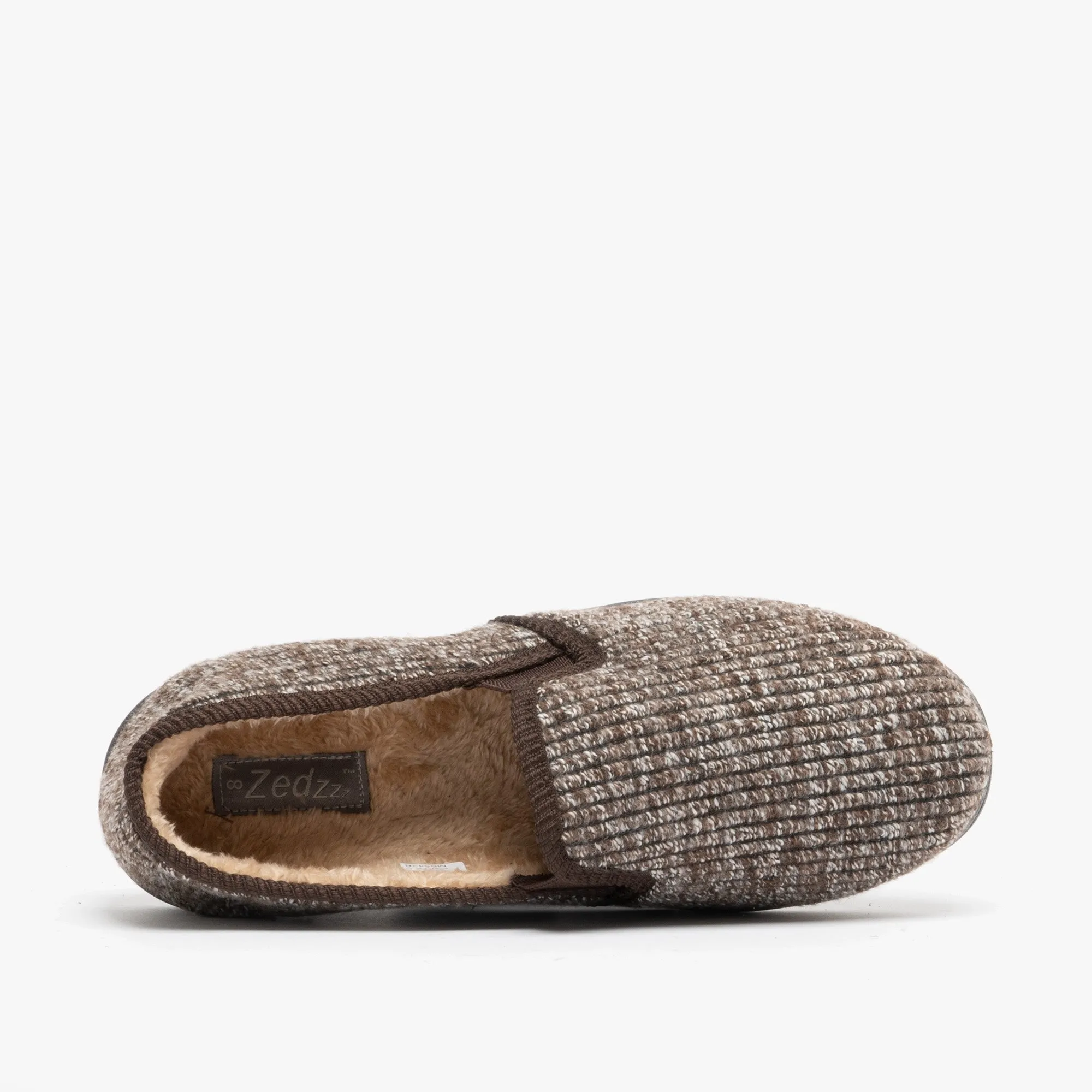 Zedzzz KEITH Mens Textured Knit Full Slippers Brown sold by House of Slippers product image thumbnail 4