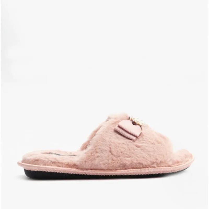 Jo & Joe EMPRESS Womens Open Toe Mule Slippers Blush sold by House of Slippers