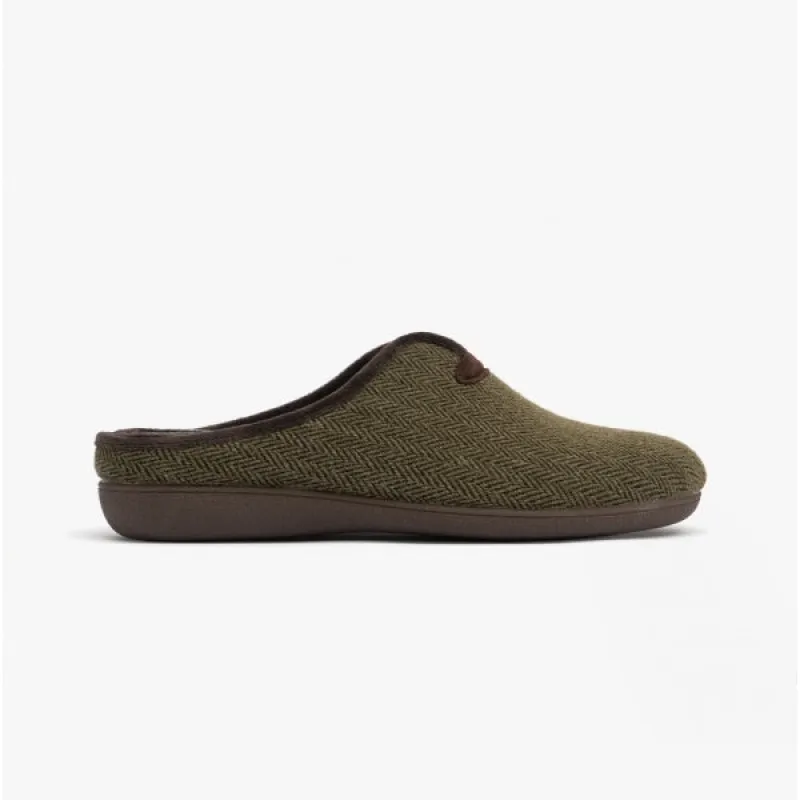 Lotus ALBERT Mens Mule Slippers Khaki sold by House of Slippers