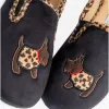 DANDIE Womens (EE/EEE Fit) Full Slippers Black Combi sold by House of Slippers