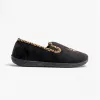 DANDIE Womens (EE/EEE Fit) Full Slippers Black Combi sold by House of Slippers