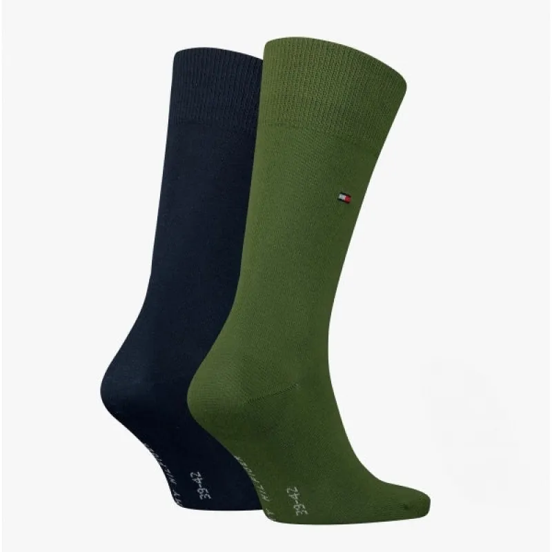 Tommy Hilfiger 2 Pack Mens Crew Classic Socks Green made by Tommy Hilfiger
