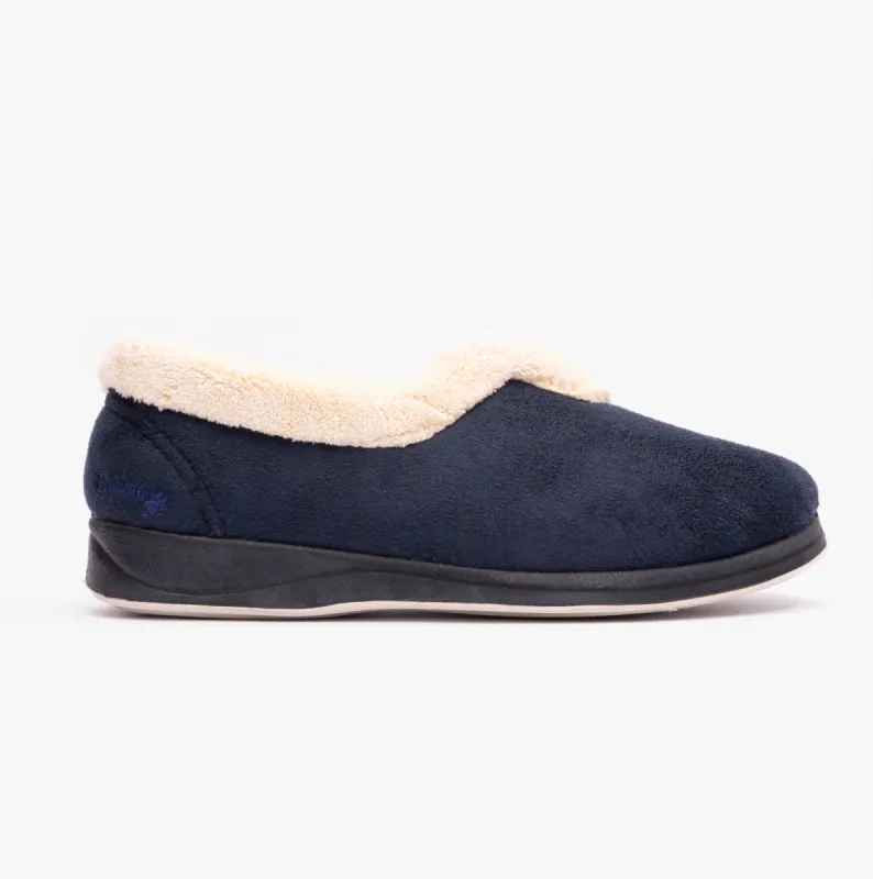 Padders CARMEN Womens (2E Fit) Full Slippers Navy sold by House of Slippers
