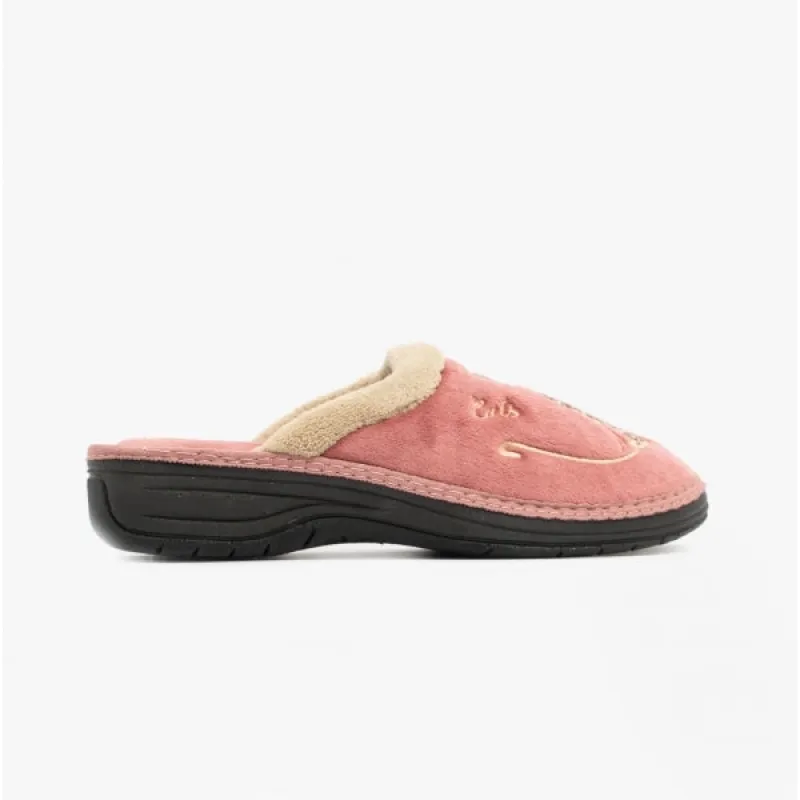Sleepers LORNA Womens Mule Slippers Heather Pink sold by House of Slippers