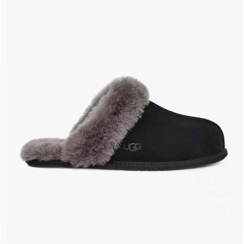 SCUFFETTE II Ladies Mule Slippers Black/Grey sold by House of Slippers