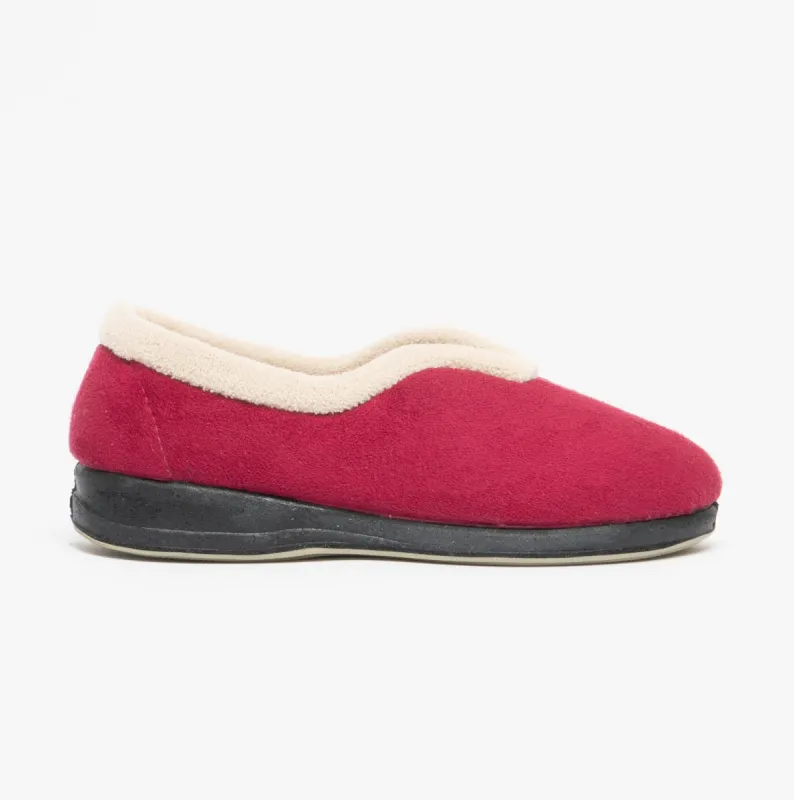 Sleepers OLIVIA Womens Full Slippers Wine sold by House of Slippers