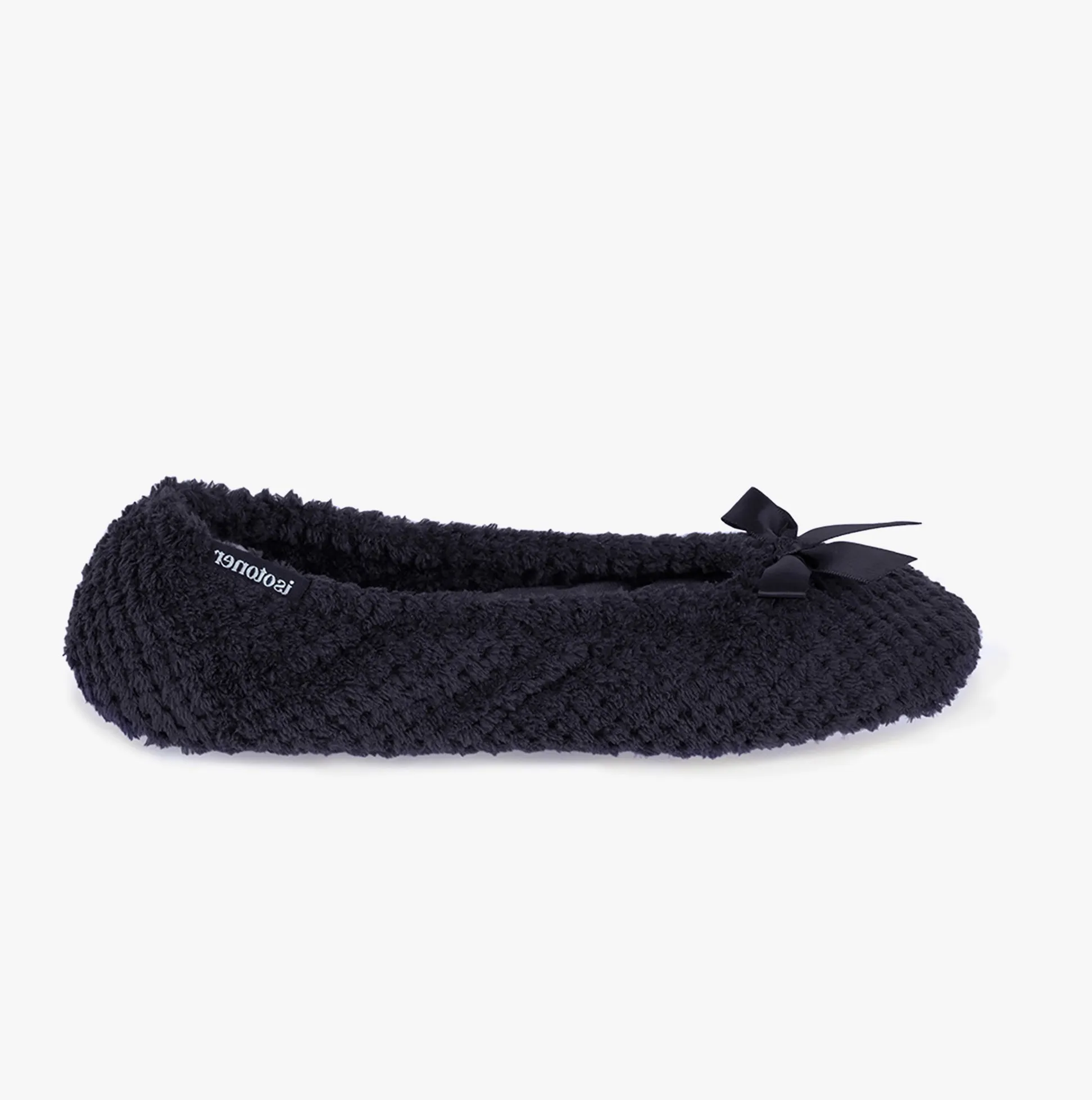 Totes Isotoner POPCORN BALLET Womens Ballerina Slippers Black sold by House of Slippers