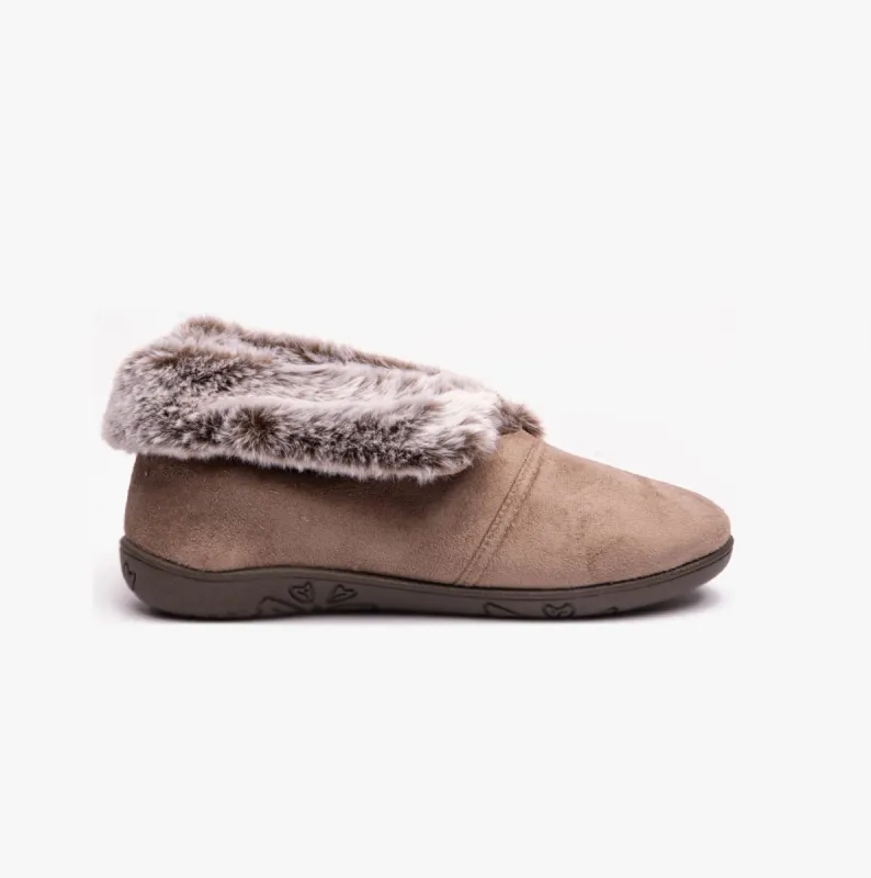 Padders FLORRIE Womens (EE Fit) Mule Slippers Taupe Combi sold by House of Slippers