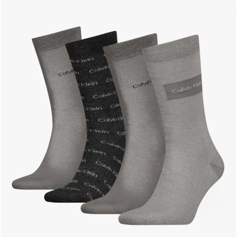 4 Pack Giftbox LOGO Crew Socks Grey Combo made by Calvin Klein