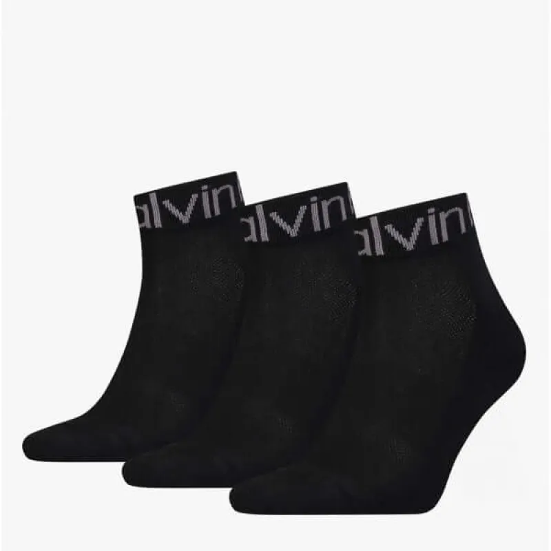 3 Pack Logo Mens Ankle Socks Black sold by House of Slippers