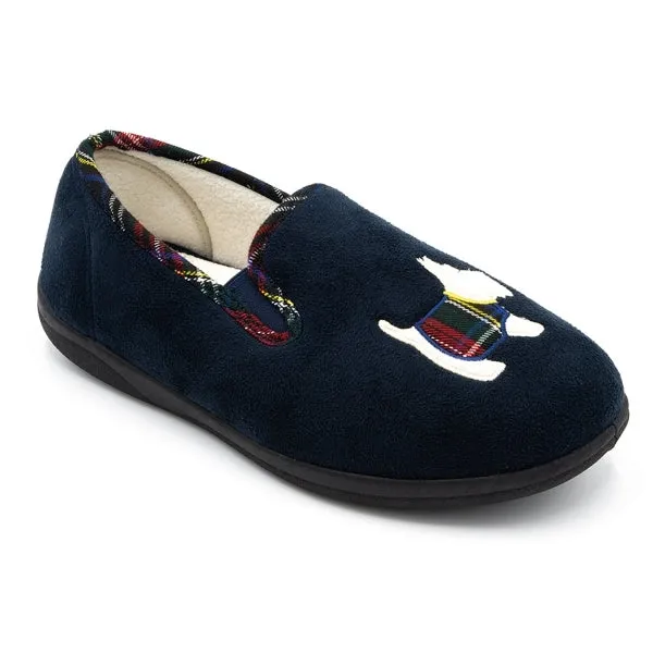 Padders DANDIE Womens (2E/3E Fit) Full Slippers Navy sold by House of Slippers